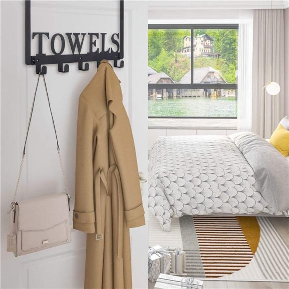 Over The Door Hooks Towel Holder for Bathroom Door Mount Towel Rack for Bedroom